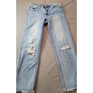 VERVET Women’s High Rise Straight Leg Distressed Cut-Off Raw Hem Jeans Size 29